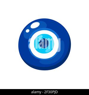 Nazar Boncugu, Turkish Evil Eye amulet. Glass eye charm, protection symbol. Isolated vector clip art illustration. Stock Vector