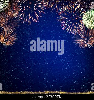 Abstract colored firework background . New Year background. Stock Photo