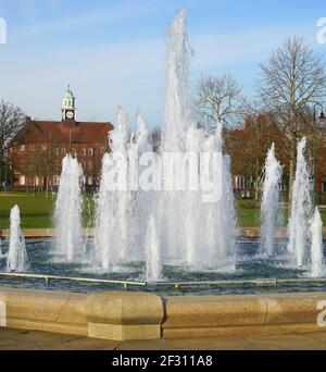 Fountain in Broadway Gardens, Letchworth Garden City Stock Photo