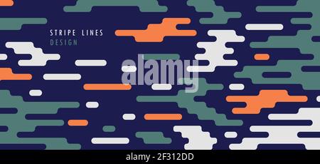 Abstract rounded lines pattern geometric style artwork template. Space of cover header 90s background. illustration vector Stock Vector