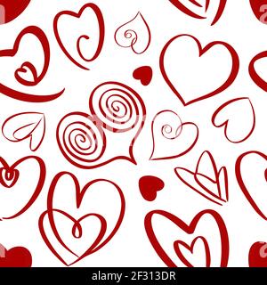 Abstract red hearts pattern .Valentines day background. Stock Photo