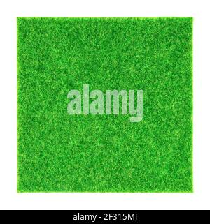 Square piece of synthetic grass isolated on white background Stock Photo
