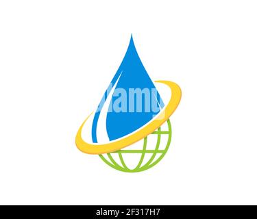 Combination water drop with green globe logo Stock Photo