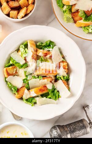 Caesar salad, shot from above Stock Photo