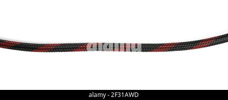 Cable in a textile black sheath on a white background, hdmi adapter Stock Photo