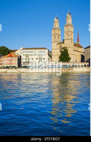 geography / travel, Switzerland, inhabitant of Zurich Grossmuenster, Additional-Rights-Clearance-Info-Not-Available Stock Photo