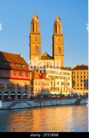 geography / travel, Switzerland, inhabitant of Zurich Grossmuenster, Additional-Rights-Clearance-Info-Not-Available Stock Photo