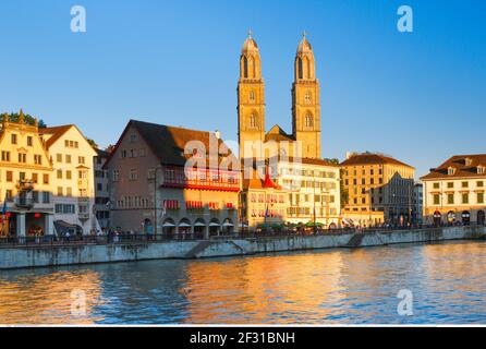 geography / travel, Switzerland, inhabitant of Zurich Grossmuenster, Additional-Rights-Clearance-Info-Not-Available Stock Photo