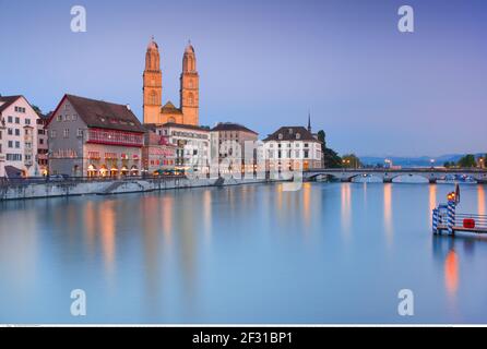 geography / travel, Switzerland, inhabitant of Zurich Grossmuenster, Additional-Rights-Clearance-Info-Not-Available Stock Photo