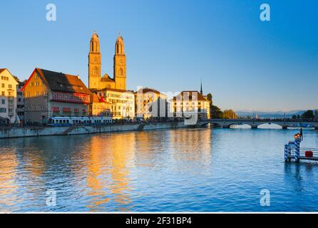 geography / travel, Switzerland, inhabitant of Zurich Grossmuenster, Additional-Rights-Clearance-Info-Not-Available Stock Photo