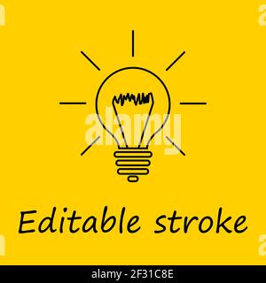 Good idea. Editable stroke. Banner light bulb idea concept, creative concept light bulb drawn for stock. Flat style. Vector illustration Stock Vector