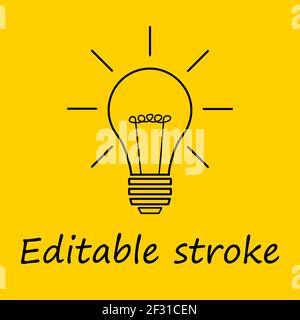 Good idea. Editable stroke. Banner light bulb idea concept, creative concept light bulb drawn for stock. Flat style. Vector illustration Stock Vector