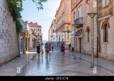 Split, Croatia, July 24, 2020: People walking at Marmontova street in Split, Croatia Stock Photo