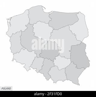 Poland grayscale map Stock Vector