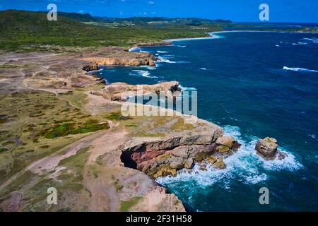 France, West Indies, Martinique, Sainte-Anne, Petrification Savannah Stock Photo