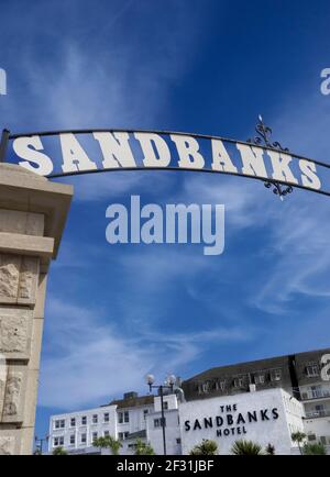 Sandbanks Hotel entrance arch Sandbanks Poole Dorset Sandbanks Hotel Sandbanks Dorset UK Stock Photo