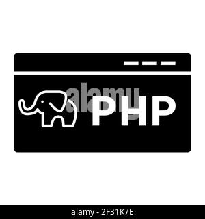 PHP Elephant Code Icon Isolated on White Background Flat Style. PHP Code Symbol for your Web Site Design, Logo, App, UI. Vector Illustration Stock Vector