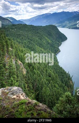 view of Slocan Lake, BC, Canada, overlooking Valhalla Provincial Park Stock Photo