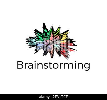 Brain explosion logo template. Brainstorming icon. Brain disease, psychology and psychotherapy symbol. Learning or stress, education emblem. Intense Stock Vector