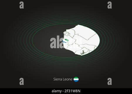 Isometric map and flag of Sierra Leone. 3D isometric shape of Sierra ...