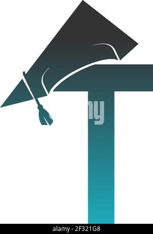 Letter T logo icon with graduation hat design vector illustration Stock Vector