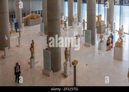 Athens, Greece, September 28, 2020: Collection of ancient artifacts at the Acropolis museum in Athens, Greece Stock Photo