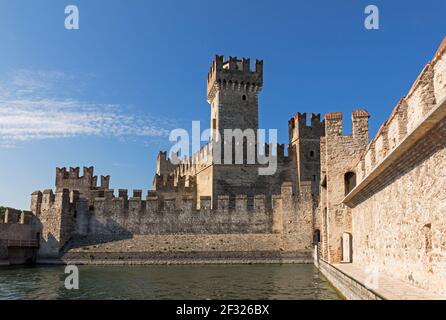 Italy,Sirmione, Lake Garda, the Rocca Scaligera castle built in the 13th century Stock Photo