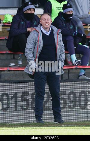 Luton, UK. 14th Mar, 2021. Swansea City Manager Steve Cooper during the EFL Sky Bet Championship match between Luton Town and Swansea City at Kenilworth Road, Luton, England on 13 March 2021. Photo by Ken Sparks. Editorial use only, license required for commercial use. No use in betting, games or a single club/league/player publications. Credit: UK Sports Pics Ltd/Alamy Live News Stock Photo