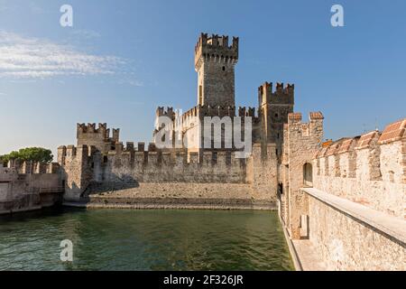 Italy,Sirmione, Lake Garda, the Rocca Scaligera castle built in the 13th century