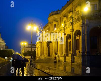 In the rain by Noto Palazzo Ducezio Stock Photo