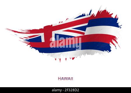 Flag of Hawaii state in grunge style with waving effect, vector grunge brush stroke flag. Stock Vector