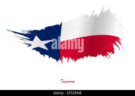 Flag of Texas state in grunge style with waving effect, vector grunge brush stroke flag. Stock Vector