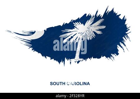 South Carolina US flag with brush stroke effect and information text ...
