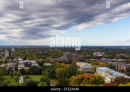 Stormy sky and city of Montreal, early Autumn, Montreal, Qc Stock Photo