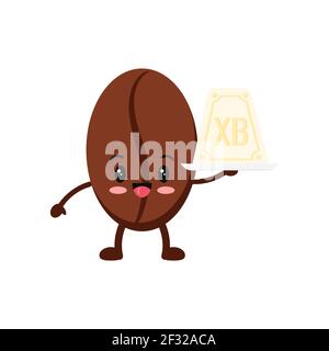 Easter cute coffee bean with curd easter icon isolated on white baclground. Stock Vector