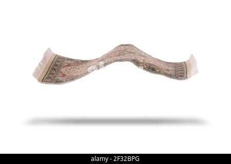 Flying magic Persian carpet floating above an isolated white background Stock Photo