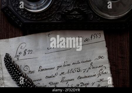 Original Spanish manuscript from the year 1553 Stock Photo