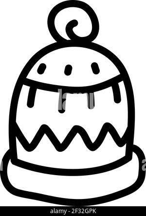 Warm wool hat, illustration, vector on a white background Stock Vector