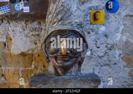 Monument to Pulcinella, Via dei Tribunali, Naples, Italy Stock Photo