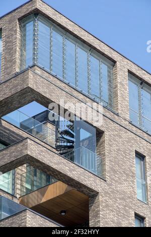 A detail of modern architecture. Port Praski housing estate in Warsaw, Poland, Europe. Stock Photo