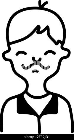 Man with thin moustsche, illustration, vector on a white background Stock Vector