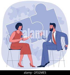 People connecting puzzle elements. Stock Vector