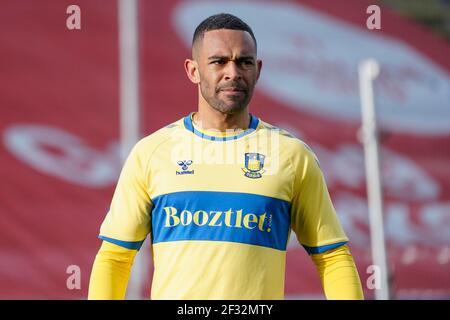 Odense, Denmark. 14th Mar, 2021. Kevin Mensah (14) of Broendby IF seen during the 3F Superliga match between Odense Boldklub and Broendby IF at Nature Energy Park in Odense. (Photo Credit: Gonzales Photo/Alamy Live News Stock Photo