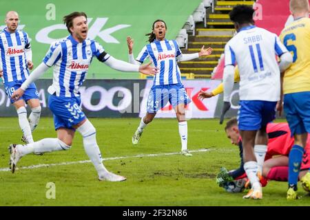 Odense, Denmark. 14th Mar, 2021. Robin Ostrøm (43) of OB seen during the 3F Superliga match between Odense Boldklub and Broendby IF at Nature Energy Park in Odense. (Photo Credit: Gonzales Photo/Alamy Live News Stock Photo