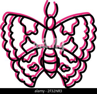 Pink wild butterfly, illustration, vector on a white background Stock Vector