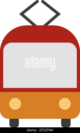Red tram, illustration, vector on a white background Stock Vector