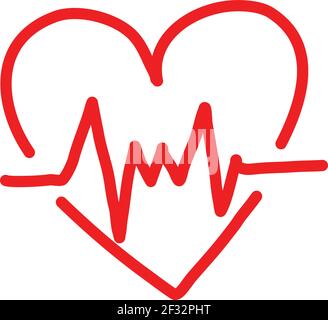 Red heartbeat line icon. on flat style on transparent background vector ...