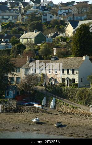 Low tide  Noss Mayo  Devon  England, UK Stock Photo