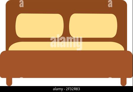 Wooden double bed, illustration, vector on a white background Stock Vector