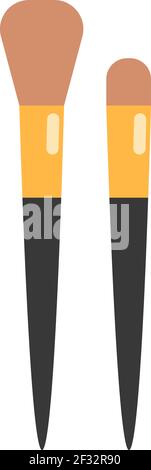 Makeup brushes, illustration, vector on a white background Stock Vector